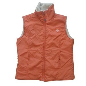 American Eagle Shelter Series Puffer Vest Orange Sherpa Lined Medium Womens